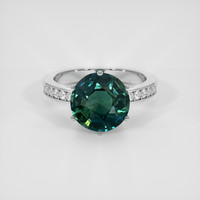 5.06 Ct. Bluish Green Sapphire Ring, 18K White Gold 1