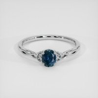 0.84 Ct. Greenish Blue Sapphire Ring, Silver 1