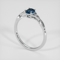 0.84 Ct. Greenish Blue Sapphire Ring, Silver 2