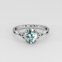 1.40 Ct. Bluish Green Sapphire Ring, 14K White Gold 1