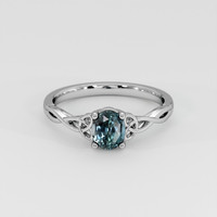 1.80 Ct. Greenish Blue Sapphire Ring, 14K White Gold 1