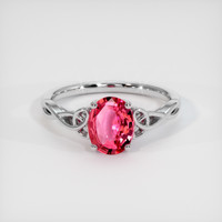 1.09 Ct. Reddish Pink Sapphire Ring, 14K White Gold 1