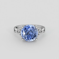 7.20 Ct. Blue Sapphire Ring, 18K White Gold 1