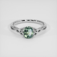 0.81 Ct. Green Sapphire Ring, 18K White Gold 1