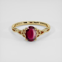 1.03 Ct. Pinkish Red Ruby Ring, 14K Yellow Gold 1