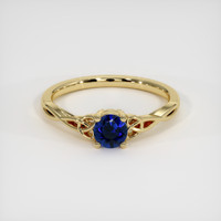 0.57 Ct. Blue Sapphire Ring, 18K Yellow Gold 1
