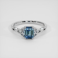 1.71 Ct. Greenish Blue Sapphire Ring, Platinum 950 1