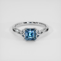2.00 Ct. Greenish Blue Sapphire Ring, 14K White Gold 1