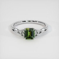 1.00 Ct. Green Sapphire Ring, 14K White Gold 1