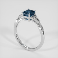 1.57 Ct. Greenish Blue Sapphire Ring, 18K White Gold 2