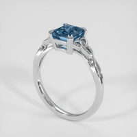 2.00 Ct. Greenish Blue Sapphire Ring, 18K White Gold 2