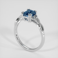 1.71 Ct. Greenish Blue Sapphire Ring, 18K White Gold 2