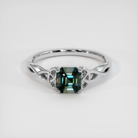 1.65 Ct. Bluish Green Sapphire Ring, 18K White Gold 1