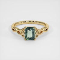 0.93 Ct. Green Sapphire Ring, 14K Yellow Gold 1