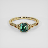 1.07 Ct. Bluish Green Sapphire Ring, 14K Yellow Gold 1