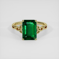 3.13 Ct. Emerald Ring, 18K Yellow Gold 1