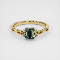 0.93 Ct. Bluish Green Sapphire Ring, 18K Yellow Gold 1
