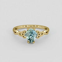 1.44 Ct. Bluish Green Sapphire Ring, 18K Yellow Gold 1