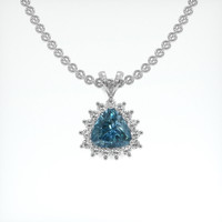 2.12 Ct. Greenish Blue Sapphire Pendant, Platinum 950 1