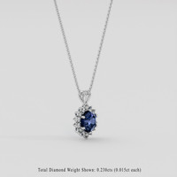 0.82 Ct. Blue Sapphire Pendant, 10K White Gold 2