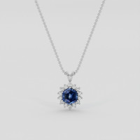 0.82 Ct. Blue Sapphire Pendant, 14K White Gold 1