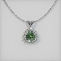1.33 Ct. Green Sapphire Pendant, 14K White Gold 1