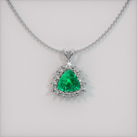 Halo Emerald Pendant 1.53 Ct., 18K White Gold Preview