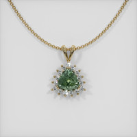 1.33 Ct. Green Sapphire Pendant, 14K Yellow Gold 1