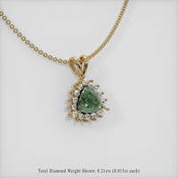 1.33 Ct. Green Sapphire Pendant, 14K Yellow Gold 2