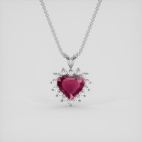 0.97 Ct. Pinkish Red Ruby Pendant, 14K White Gold 1