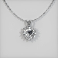 1.03 Ct. White Sapphire Pendant, 14K White Gold 1