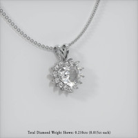 1.03 Ct. White Sapphire Pendant, 14K White Gold 2