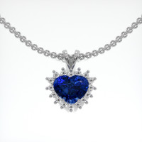1.67 Ct. Blue Sapphire Pendant, 18K White Gold 1