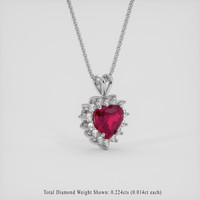 0.97 Ct. Pinkish Red Ruby Pendant, 18K White Gold 2