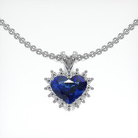 1.63 Ct. Blue Sapphire Pendant, 18K White Gold 1