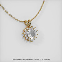 1.03 Ct. White Sapphire Pendant, 14K Yellow Gold 2