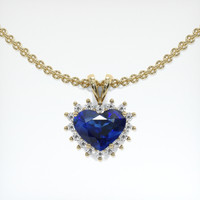 1.63 Ct. Blue Sapphire Pendant, 18K Yellow Gold 1