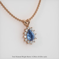 0.73 Ct. Blue Sapphire Pendant, 14K Rose Gold 2