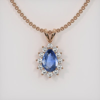 1.16 Ct. Blue Sapphire Pendant, 14K Rose Gold 1