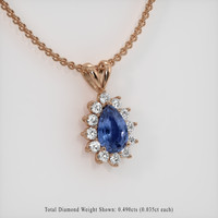 1.16 Ct. Blue Sapphire Pendant, 14K Rose Gold 2