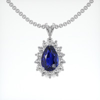 4.01 Ct. Blue Sapphire Pendant, 14K White Gold 1