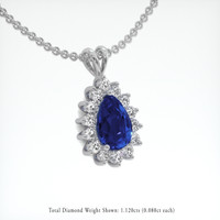 4.01 Ct. Blue Sapphire Pendant, 14K White Gold 2