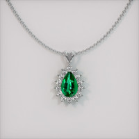 1.12 Ct. Emerald Pendant, 18K White Gold 1