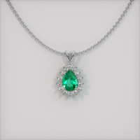 0.73 Ct. Emerald Pendant, 18K White Gold 1