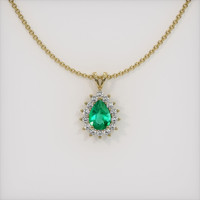 0.73 Ct. Emerald Pendant, 18K Yellow Gold 1