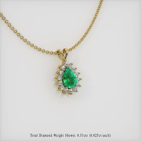 0.73 Ct. Emerald Pendant, 18K Yellow Gold 2