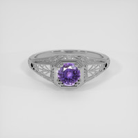 0.70 Ct. Purple Sapphire Ring, 14K White Gold 1