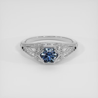 0.68 Ct. Greenish Blue Sapphire Ring, 14K White Gold 1