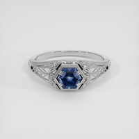 0.82 Ct. Blue Sapphire Ring, 14K White Gold 1