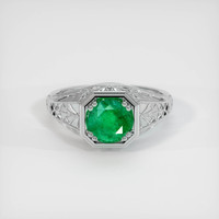 1.20 Ct. Emerald Ring, 18K White Gold 1